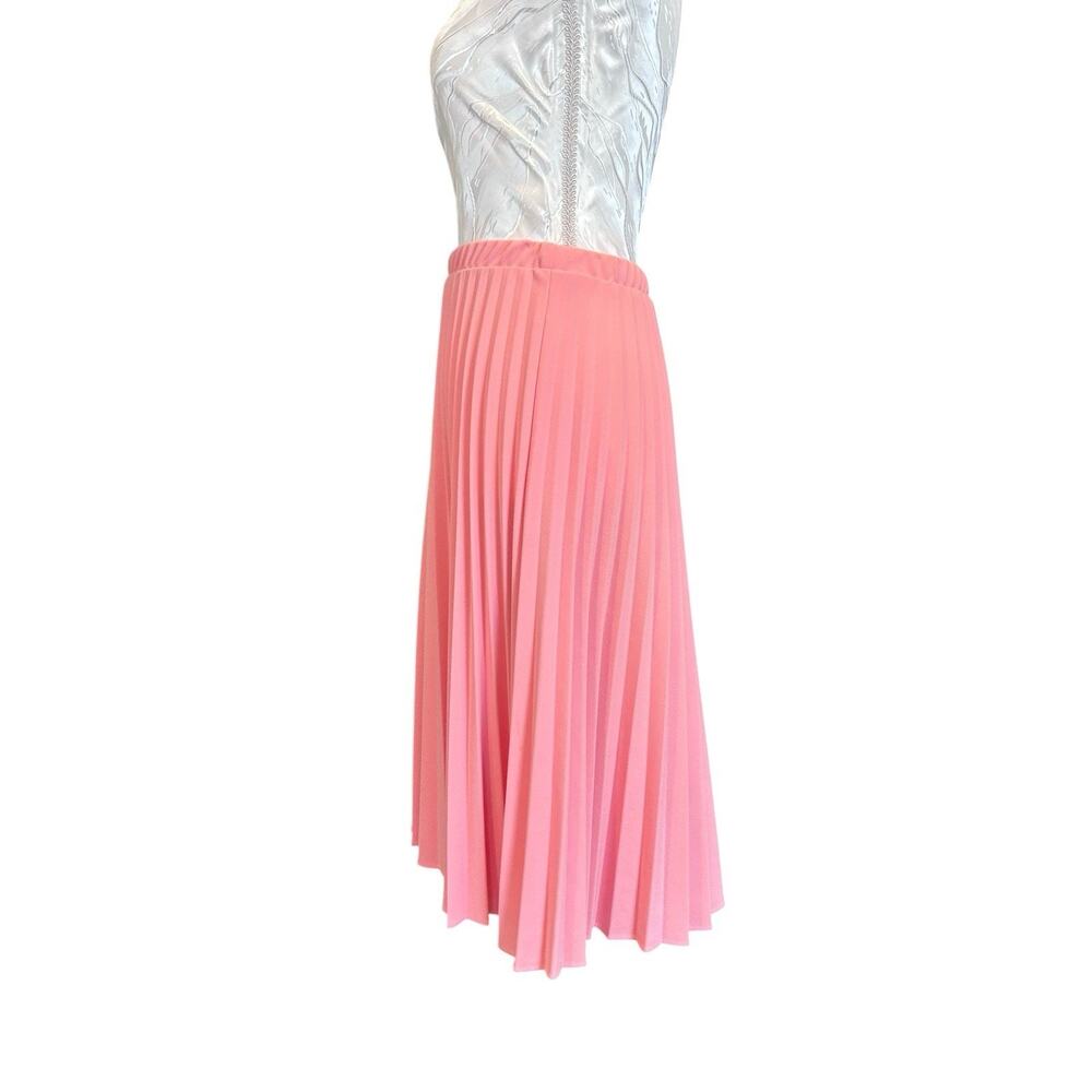 Vintage 80s Pleated Pink Midi Skirt Sz Medium - Picture 4 of 14